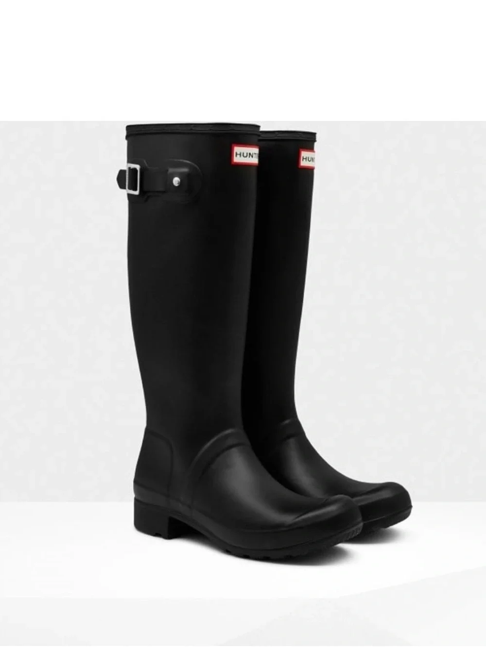 Hunter Black Tall Waterproof Rain Boots with Side Buckle